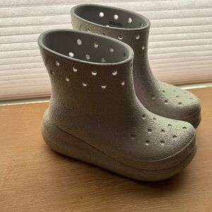 CROCS Sparkly Silver Boots
